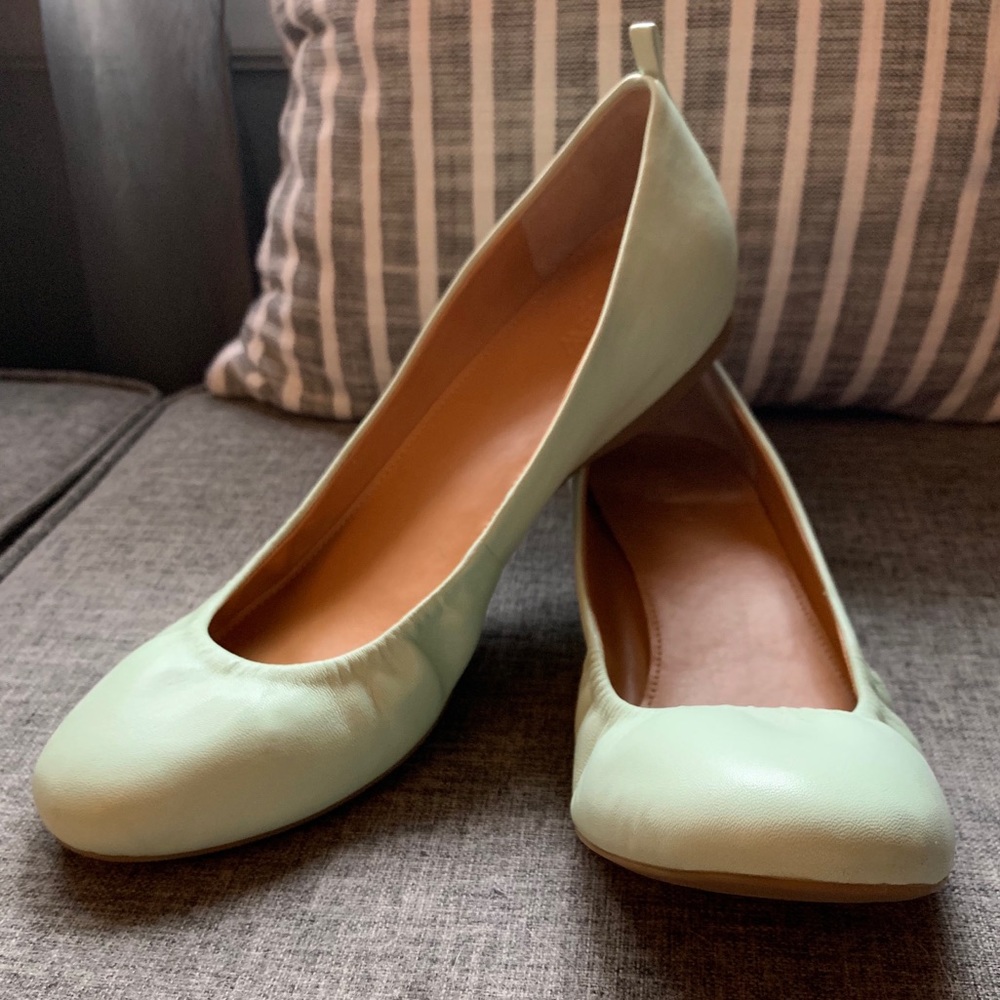 J. Crew Factory Anya Leather Mint Ballet Flats